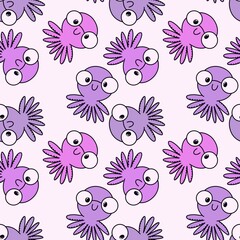 Animals cartoon seamless octopus pattern for wrapping paper and kids clothes print and fabrics and linens