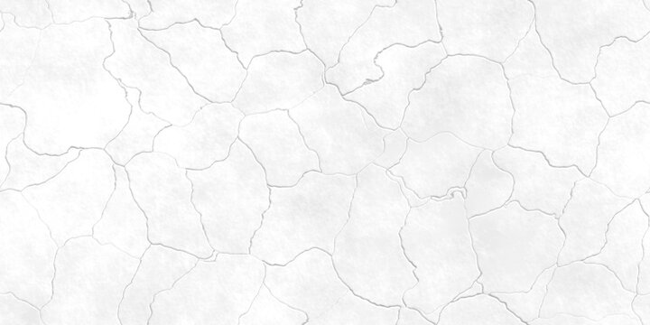 Seamless broken cracked porcelain or ceramic background texture. Tileable white kintsugi cracks grunge overlay pattern. Abstract barren drought or global warming presentation backdrop. 3D rendering.