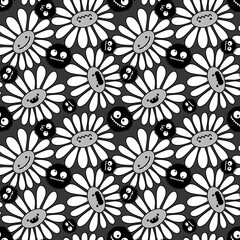 Cartoon flower Halloween seamless chamomile pattern for wrapping paper and kids clothes print and fabrics
