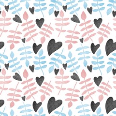 Simple floral seamless leaves line art silhouette pattern for wrapping paper and fabrics and linens