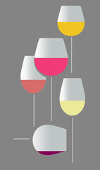 This is an illustration showing stemware, very tall wine glasses in an elegant composition.
