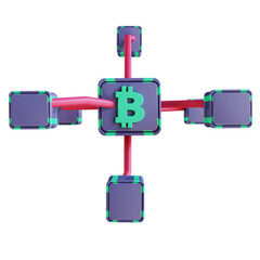 3D illustration Bitcoin chain suitable for cryptocurrency