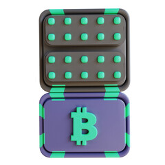 3D illustration bitcoin Server suitable for cryptocurrency