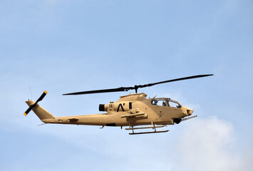 Vietnam War era helicopter in flight - 529067394