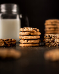 chocolate chip cookies and milk
