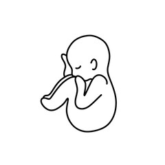fetus doodle icon, vector color line illustration