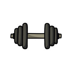 dumbbell doodle icon, vector color line illustration