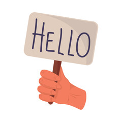 hand with hello placard icon