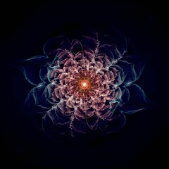 Symmetrical fractal flower, digital artwork for creative graphic