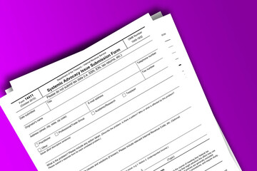 Obraz premium Form 14411 documentation published IRS USA 10.19.2015. American tax document on colored