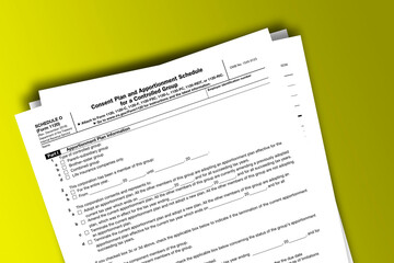 Form 1120 (Schedule O) documentation published IRS USA 43385. American tax document on colored