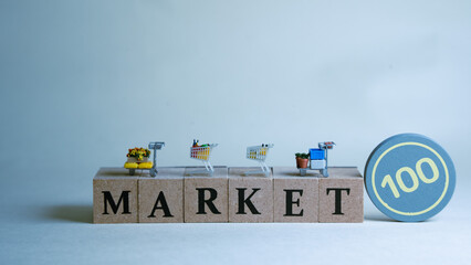 ショッピングカートとお金と市場の概念