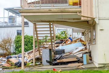 An Old House in Disrepair at summer day in Vancouver, Canada.