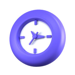 Fototapeta premium 3d render blue wall clock minimalist icon