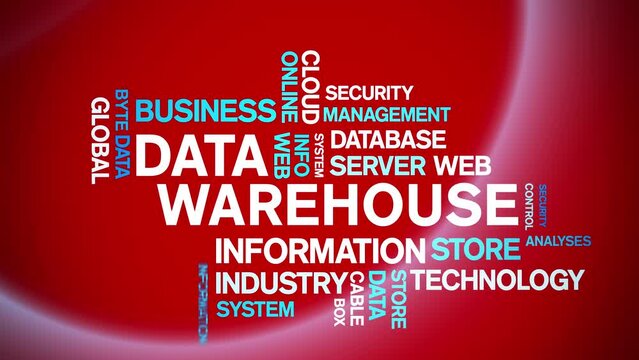 4k Data Warehouse Animated Tag Word Cloud;Text Design big data Animation typography seamless loop.