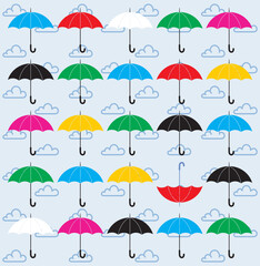 Fototapeta na wymiar Collection of umbrellas for rainy days on autumn or sunshine in the summer