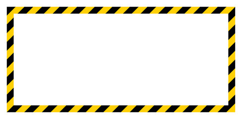Blank Warning Sign. Black yellow stripped lines rectangle. Hazard warning label background.