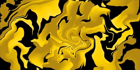 Abstract yellow and black wavy background, yellow abstract liquify background	