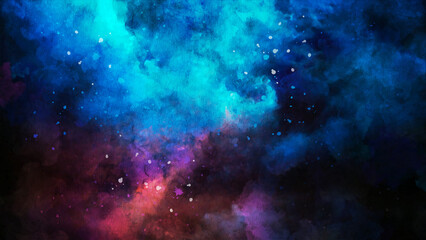 Space with stars, watercolor art universe