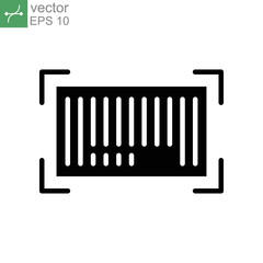 Barcode solid icon. Realistic Black bar code verifying Sign shopping. Barcode Scanner digital Laser strip mark for scan product. Editable stroke vector illustration design on white background. EPS 10