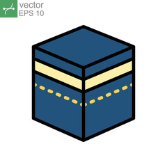 Ramadan icon filled outline Eid, fasting, islam, kaaba, muslim, qibla icon. Kaabah mecca, makkah. Eid Al-fitr mubarak, hajj, Muslim the holy place Vector illustration design on white background EPS 10