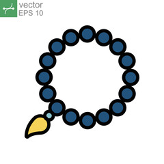 Obraz premium Ramadan icon filled outline Bead, eid, fasting, islam, muslim, pray, ramadan icon. Rosary religious accessories Tasbeeh, Tasbih zikir dua, islamic beads Prayer ropes Vector illustration design EPS 10