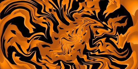 Abstract orange and black wavy background, orange abstract liquify background. wavy orange tiger pattern 