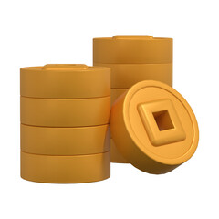 3d render Chinese new year gold coin icon