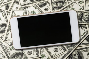 Crypto company concept with smartphone placed on  money