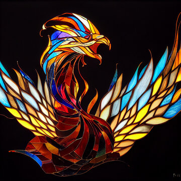 Phoenix Stained Glass Hawk Eagle Falcon