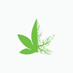 Marijuana Root Leaf Simple Logo Design Ideas. EPS10 Vector