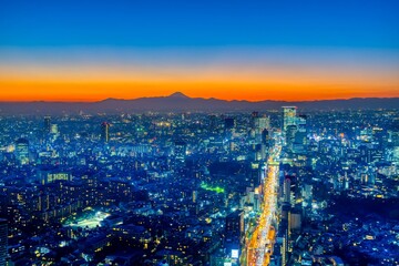Obraz premium 富士山と東京 2021年末 夜景