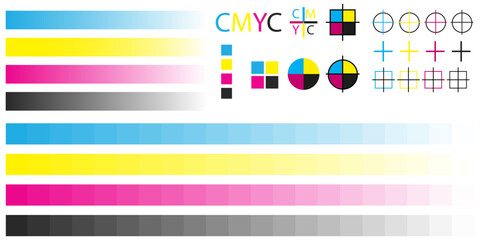 cmyk palette on halftone. Vector illustration. stock image. © Полякевич Олена