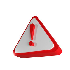 3d render png illustration of red reminder icon. Attention alert alarm symbol. Notice of danger or warning.
