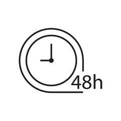 48 hours icon design. round up to 48 hrs work time effect icon.  isolated on White background. 
