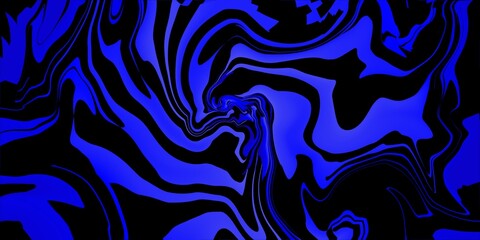 Dark blue and black wavy background, blue abstract liquify background.