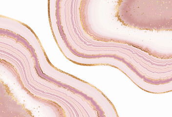 Agate slice wallpaper print with geode mineral texture and rose gold veins.