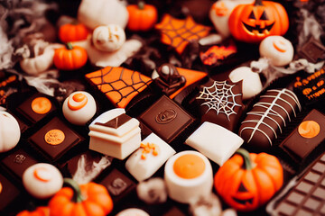 Halloween sweets and cakes. 3D Rendering
