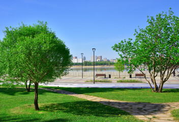 Park on the city embankment