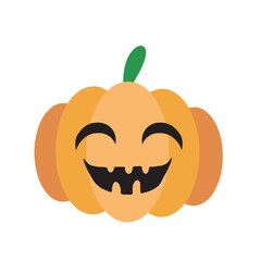 Orange pumpkin smiling Halloween icon. Vector illustration isolated on white background.