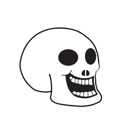 Happy Halloween white skull icon. Vector illustration isolated on white background.