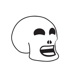 White skull laughing halloween icon. Vector illustration isolated on white background