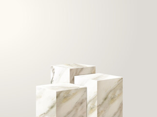 Vector marble podium presentation mock up, show cosmetic product display stage pedestal background design