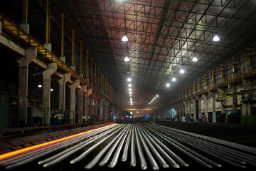 Naklejka na ściany i meble Real Channel Steel production process hot rolled steel materials for industry architecture building