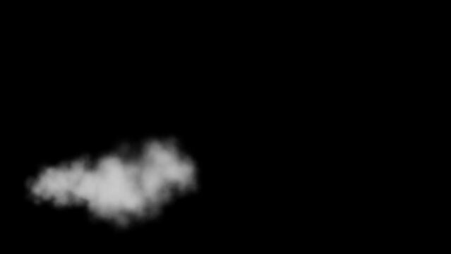 Isolated white smoke blowing effect from left on black screen smoke spread video clip
