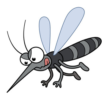 cartoon mosquitoes flying and licking their mouth