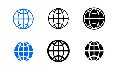 website icon. Globe icon set. Internet icon collection in flat style concept.