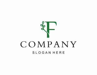 Fototapeta premium Initial letter F botanical logo design