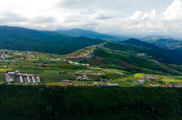 Fototapeta na wymiar Aerial drone shot Landscape Panorama view at Phu Thap Boek- Phetchabun Province.