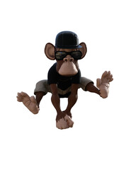Monkey character. Toon Monkey poses for your composition. 3D rendering - illustration PNG.